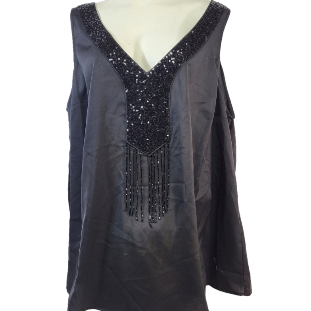Torrid Sleeveless Black Sequin Blouse